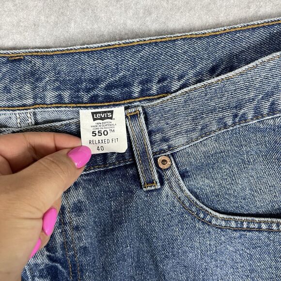 Levis 550 Shorts Mens 40 Vintage Relaxed Fit Jorts Jean Blue 90s Grunge Skate - Picture 3 of 11